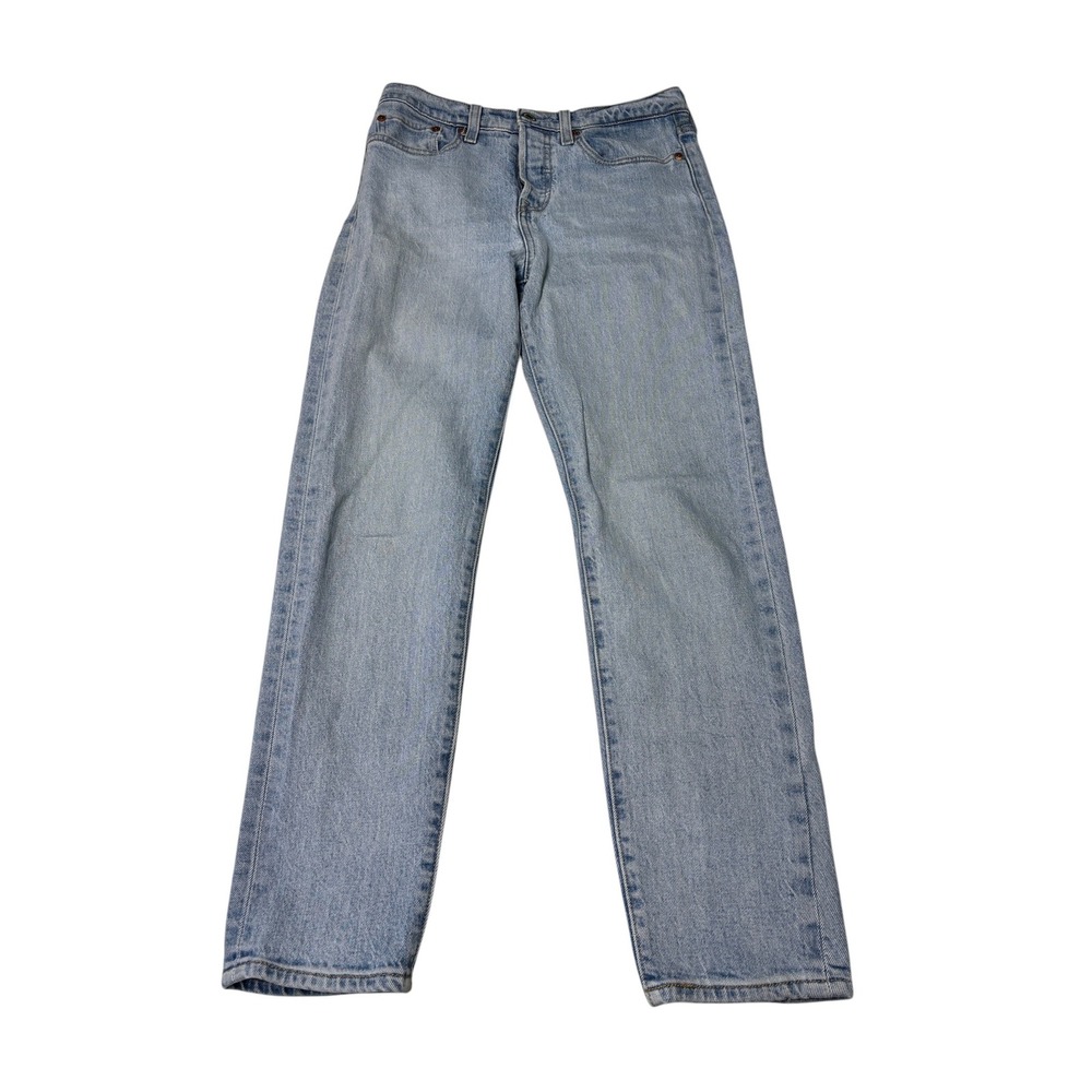 Levis Premium Big E Wedgie Straight Jeans Light Wash‎ Blue Denim Womens 27X27